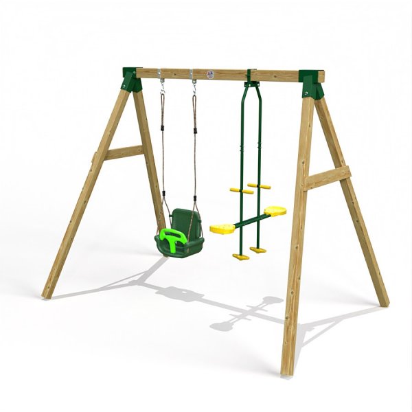 Little Rascals Wooden Double Swing Set with 3 in 1 Baby Seat & Glider